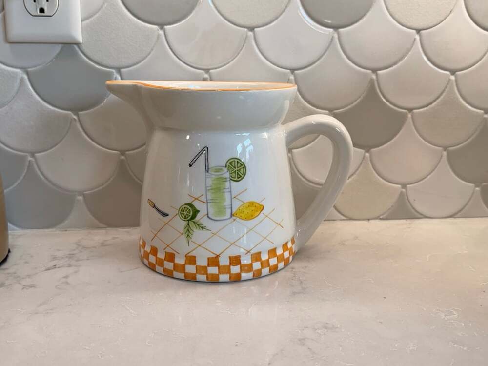 Laurie Gates Designs 1996 Lemonade Citrus Checkered Ceramic Pitcher